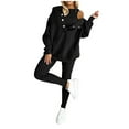thumbnail image 1 of Women's Three Piece Tracksuit Set - Hoodie Vest Sweatpants Solid Color Outfit - Polyester Cotton Blend, Medium Thickness, Casual Sports Style for All Occasions, 1 of 8
