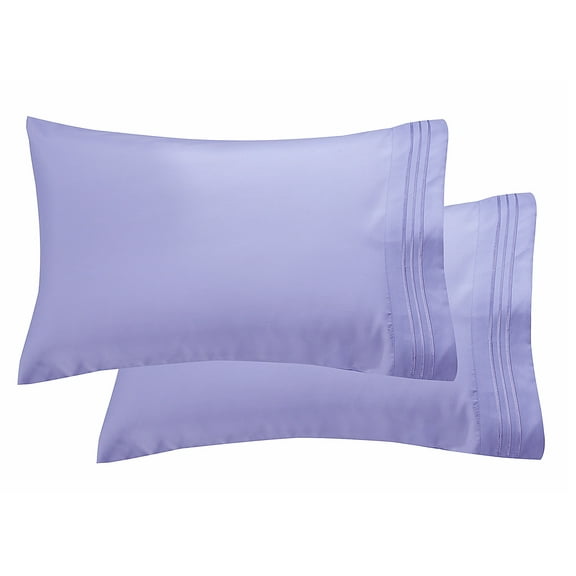 1800 Thread Count Egyptian Quality Super Soft Wrinkle Free 2-Piece Pillowcases- King Size-Lilac