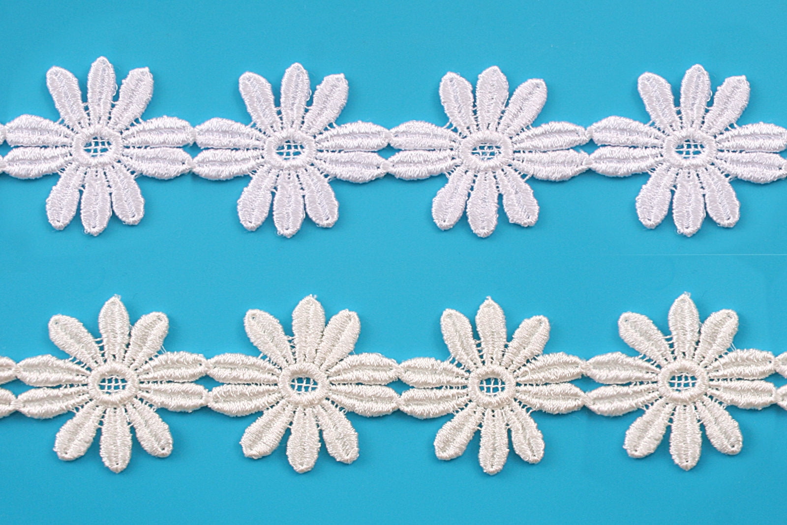 Lily 2" White Daisy Flowers Floral Guipure Cuttable Venice Lace Trim By Yard