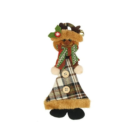 

Veki Christmas Tree Decoration Cloth Lattice Christmas Snowman Deer Doll Pendant Christmas Doll Chicken Ornament with Lights