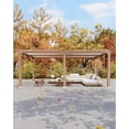 thumbnail image 3 of Adjustable Louvered Roof Pergola, 10'x20' Aluminum Patio Hardtop Pergola with Built-In Drainage & Reinforced Frame All-Weather Outdoor Shelter for Deck, Backyard, Garden, Wood Grain Color, 3 of 7