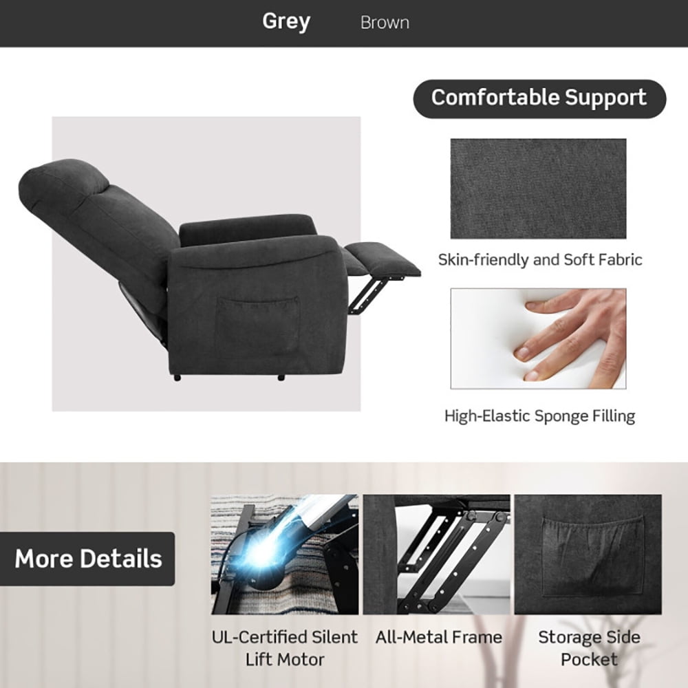 Finihen Electric Power Lift Relax Sofa Recliner Chair, Power Lift Recliner Chair with Remote Control, for Elderly, for Living Room, Bedroom, Gray Finihen Electric Power Lift Relax Sofa Recliner Chair, Power Lift Recliner Chair with Remote Control, for Elderly, for Living Room, Bedroom, Gray