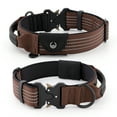 thumbnail image 2 of Plutus Pet Tactical Dog Collar with Tracker Packet for AirTag, Adjustable Reflective Nylon Collar, Metal Buckle, Leather-Wrapped Handle, Soft Padded for Medium Large Dogs (Chocolate, L), 2 of 10