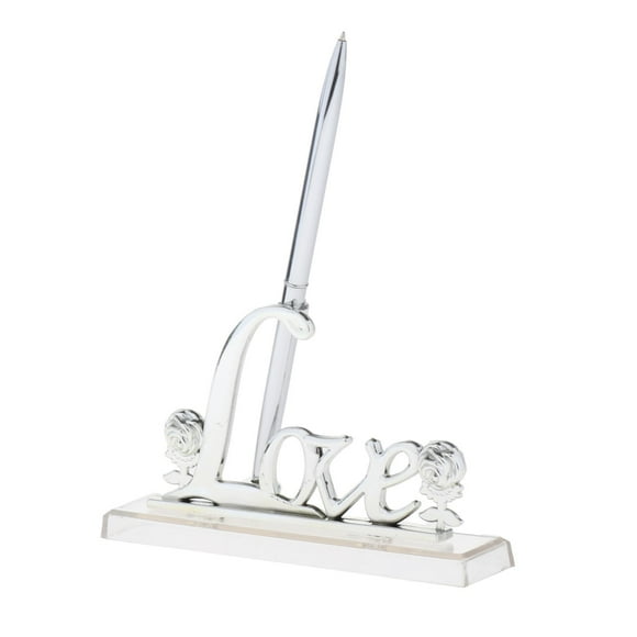 1pc Pen Holder Stand Wedding Guest Signing Pen Favor Plata Colco Pluma de firma de la boda