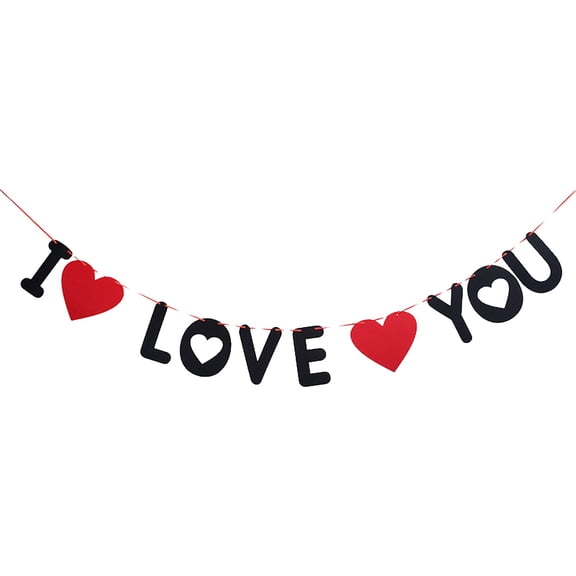 Felt Heart Garland Banner, 8.2 Ft Felt Heart Garland, Pre-Strung Valentine's Day Heart Hanging Decorations for Anniversary Wedding Engagement Party Home Office Wall Decorations Supplies