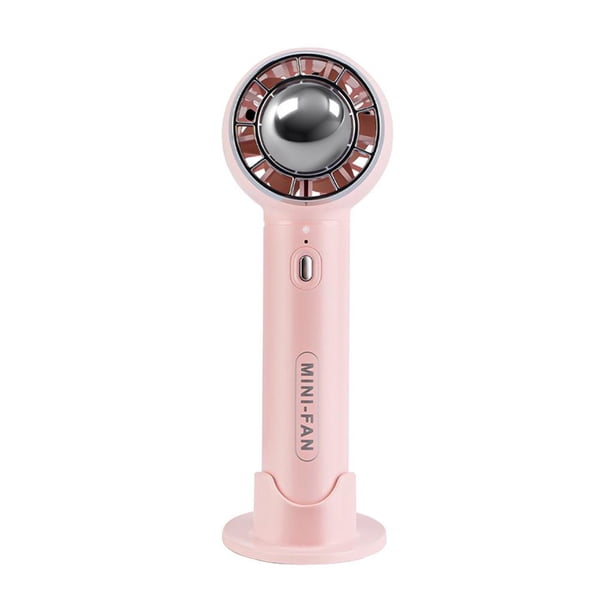 Pequeño ventilador USB F23 de mano de 3 velocidades, electrochapa , hoja de turbina de avión recargable con base portátil para adolescentes de Rosa Baoblaze Ventilador de escritorio portátil