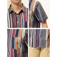 thumbnail image 6 of INSPIRE CHIC Men's Casual Summer Beach Short Sleeves Button Down Striped Shirt M Multicolor, 6 of 6