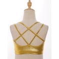 thumbnail image 5 of inhzoy Kids Girls Metallic Cross Back Dance Crop Top Spaghetti Strap Cami Gymnastics Skating Athletic Sports Bra Gold 14, 5 of 7