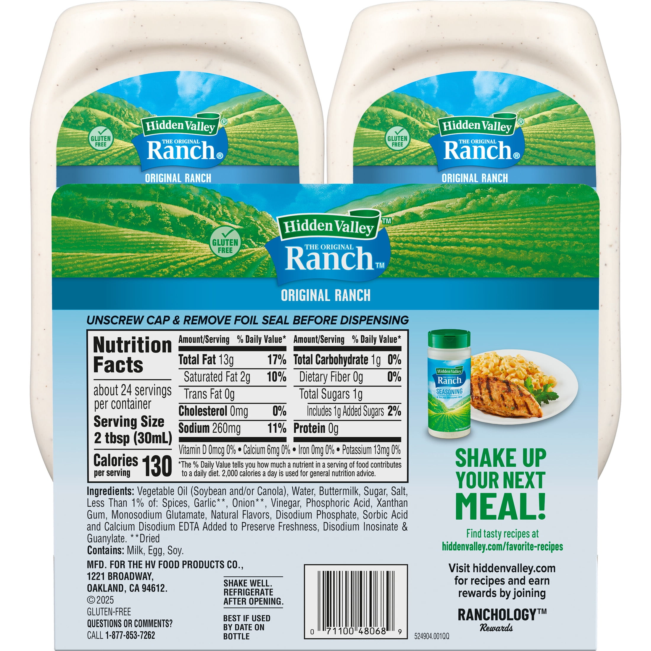 Hidden Valley Original Ranch Dressing, 24 fl. oz., Pack of 2