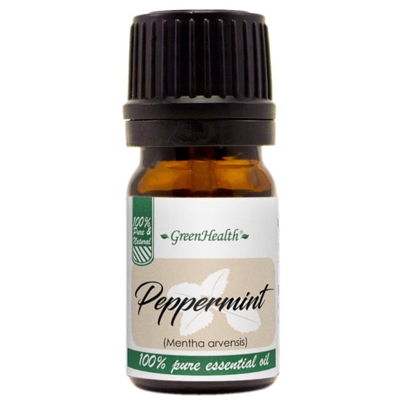 Peppermint Essential Oil - 1/6 fl oz (5 ml) Glass Bottle w/ Euro Dropper - 100% Pure Essential Oil by GreenHealth