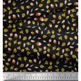 thumbnail image 2 of Soimoi Black polyester Crepe Fabric Insect,Acorn & Leaves Clip Art Print Sewing Fabric Yards 42 Inch Wide, 2 of 3