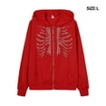 thumbnail image 4 of Femmes Zip jusqu'à Sweat à Capuche Acrylique Automne Collège Manches Courtes Pull-Over Mode Occasionnel École Bureau Voyage Sweat à Capuche Rouge L, 4 of 7