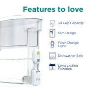 PUR 30-Cup Water Filter Dispenser System, W 15.3 x H 10.1 x L 5.3, White/Blue, DS1810ZA