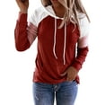 thumbnail image 1 of MAWCLOS Ladies T-shirt Color Block Sweatshirt Long Sleeve Pullover Loose Fit Work Hooded Neck Hoodies Red 4XL, 1 of 2
