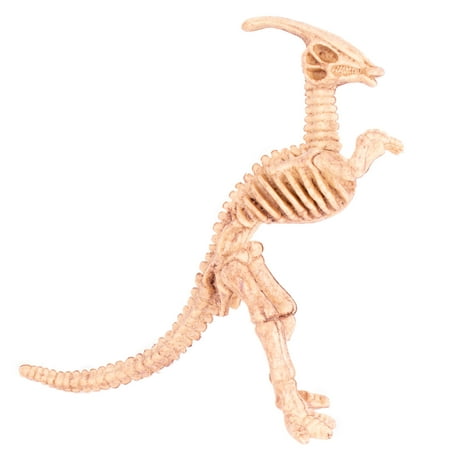 Parasaurolophus Hammer Head Skeleton Bones Toy 6" Dinosaur Action Figures, Beige