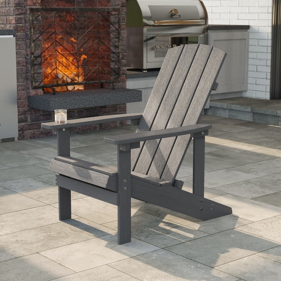 ACEGOSES 1 Pcs Faux Wood Adirondack Chair Weather Resistant for Patio Garden, Backyard, Porches and Indoors,Gray