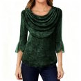 thumbnail image 1 of Ounisa Blouses for Women Dressy Casual 3/4 Sleeve Cowl Neck Sparkly Tops Cocktail Shirts for Evening Party, 1 of 6