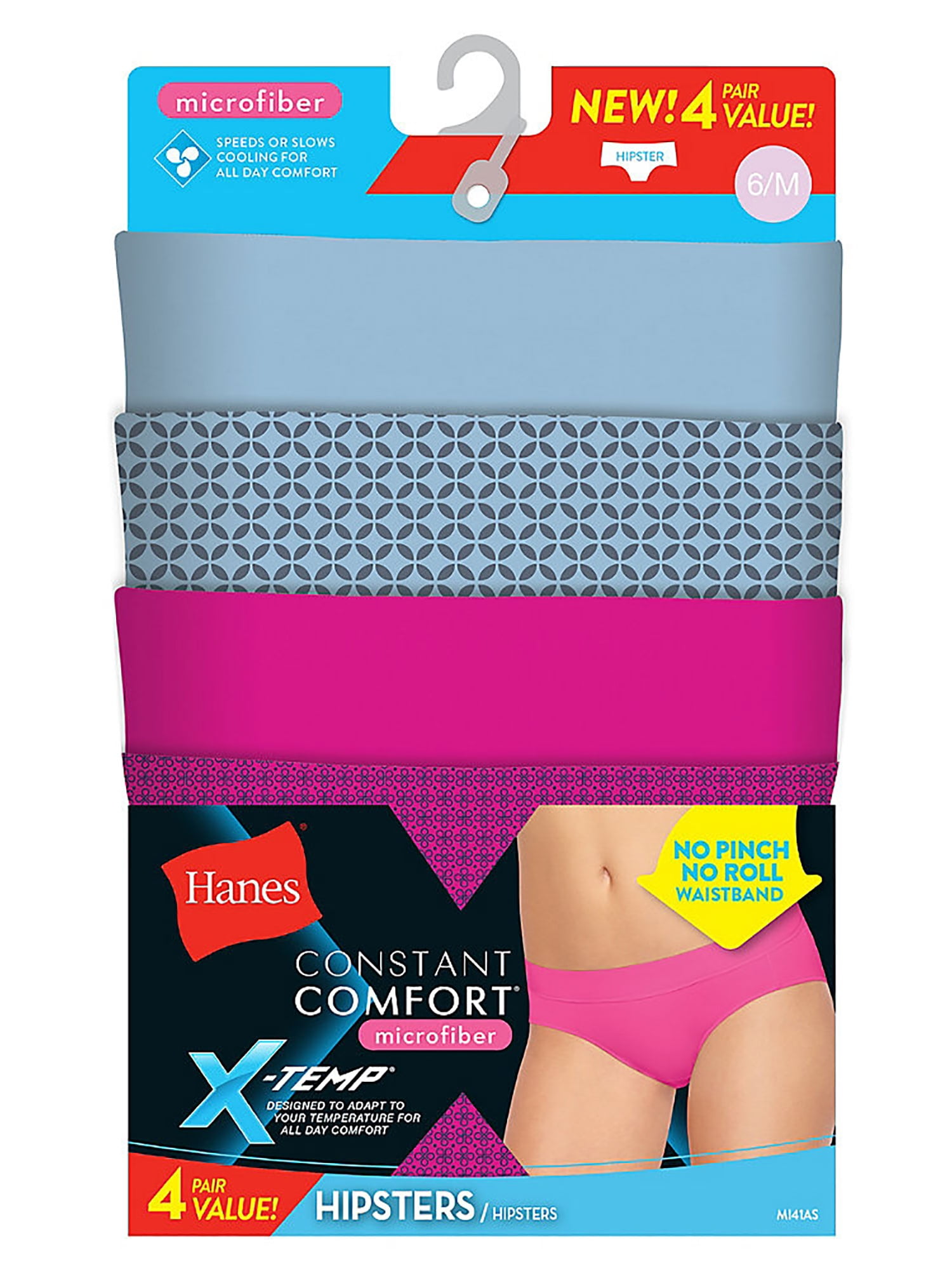 Hanes XTempConstant Women's Microfiber Hipster Panties 4Pack, Style