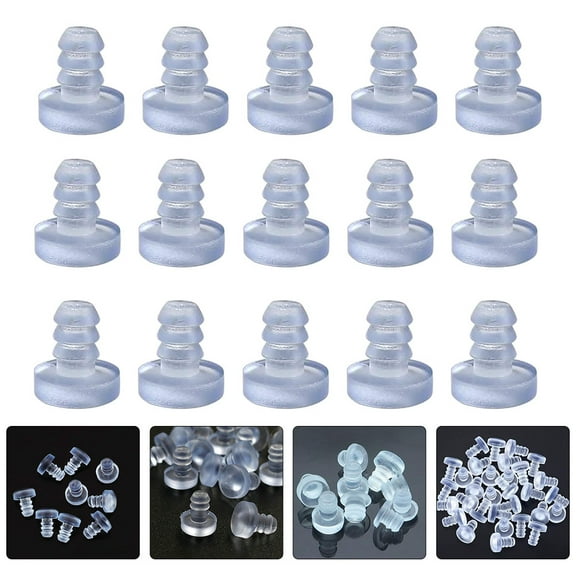 IBASETOY 100Pcs Transparent Embedded Stem Bumpers Rubber Pads for Cabinet Door Cushion