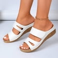thumbnail image 5 of KIJBLAE Women's Peep Toe Open Toe Wedge Platform Sandals, Wide Width Thick Sole Comfort Casual Elevated Slides for Summer White 39, 5 of 7