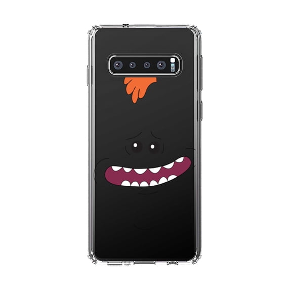 DistinctInk Clear Shockproof Hybrid Case for Samsung Galaxy S10 (6.1" Screen) - TPU Bumper, Acrylic Back, Tempered Glass Screen Protector - "Exsistence is Pain" Face