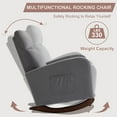 thumbnail image 4 of Homhum Nursery Rocking Chair Set of 2, Velvet High Back Arm Chair, Adult Sofa for Indoor, Gray, 4 of 9