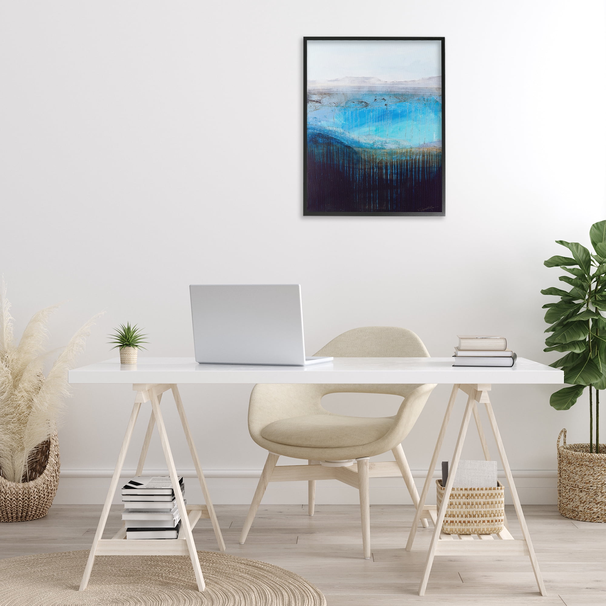 Stupell Industries Intense Abstract Landscape Abstract Painting Black Framed Art Print Wall Art, 24 x 30