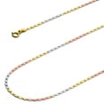 thumbnail image 2 of Wellingsale 14k Tri 3 Color Gold Polished Solid 1.5mm Mariner Diamond Cut Chain Necklace - 16", 2 of 6