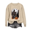 thumbnail image 4 of Qingpeng Womens Halloween Sweatshirt Crew Neck Fashion Cute Long Sleeve Fleece Crewneck Sweatshirt for Holiday Wear, 4 of 6