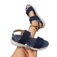 thumbnail image 4 of CQONEPT Sandals for Women Casual Walking Sandal Summer Roman Style Flat Sandals Elastic Strap Comfortable Open Toe Shoes Blue 40, 4 of 6
