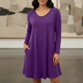 thumbnail image 4 of ClodeEU Women's 3/4 Sleeve Midi Dress,Casual V Neck T Shirt Long Tunic Loose Fit Flowy Dresses Purple,Womens Plus XXL, 4 of 6
