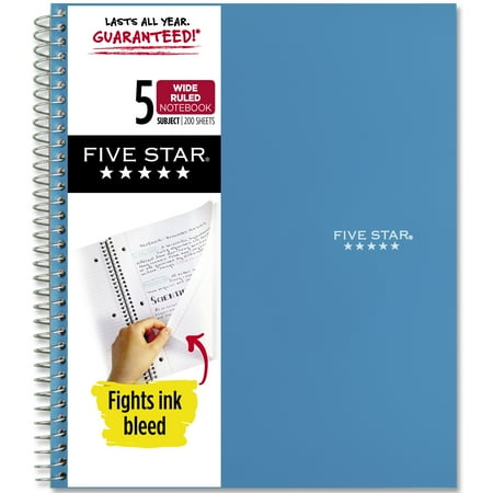 UPC: 0043100731962 | Five Star Wirebound Notebook  5 Subject  Wide Ruled  Tidewater Blue (930012CG1-WMT-MOD)