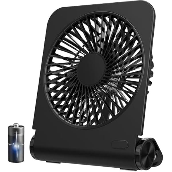 Ventilador de escritorio pequeño EasyAcc, recargable, solo ventilador Slumber Pod, totalmente plegable, viento fuerte, 4 velocidades, ventilador aprobado para cruceros, viajes, oficina,