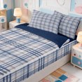 thumbnail image 3 of Erosebridal Mid-Century Stripes Zipper Full Size Comforter Sets with Fitted Sheet and 2 Pillowcases,Geometric Lines Art Zipper Bedding Set,Navy Blue Reversible,4pcs, 3 of 7