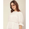 thumbnail image 4 of Moomaya Short Sleeves Round Neck Tiered Solid Cotton Dress -Women's Casual Dress, 4 of 9