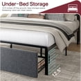thumbnail image 6 of Walsunny Queen Bed Frame with Led Light and 2 Drawers, Metal Platform Bed with Charging Station and Linen Fabric Storage Headboard Strong Metal Slats Black, 6 of 9
