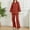 Red, variant on Womens Fashion New Solid Color Classic Versatile Casual Long Sleeved Pants Two-piece Set with Long Sleeved V-neck Top/shirt Set Sleek Casual Wear