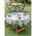thumbnail image 4 of Outdoor Tablecloth with Umbrella Hole for Patio/Picnic/Party/Camping, Coastal Trutle Waterproof Table Cloth Round Cover Washable, Nautical Summer Beach Ocean Coral (Dia 54"), 4 of 8