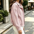 thumbnail image 4 of cocolona Womens Trendy Jacket Long Sleeve Zipper Polka Dot Printed Cropped Coat Loose Casual Cute Fall Outerwear with Pocket, 4 of 7
