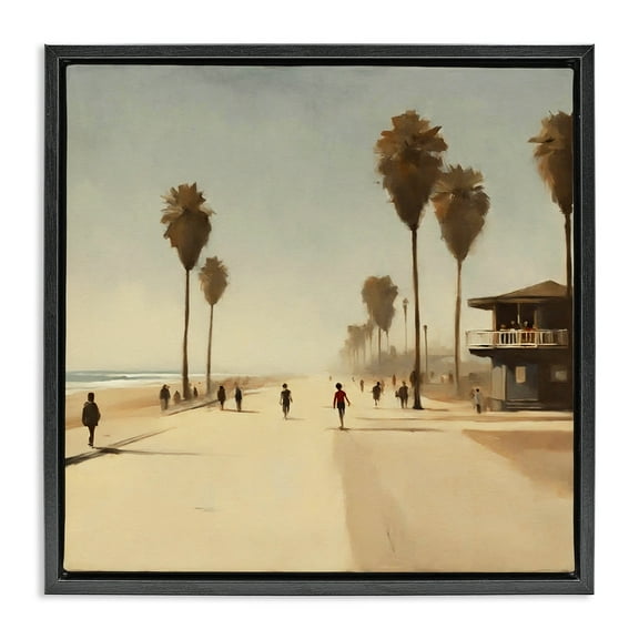 Stupell Industries Tropical Beachside Track Landscape & Nature Painting Black Floater Framed Canvas Art Print Wall Art, 18 x 18