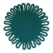 CMrtew Handmade Woven Floral Placemats Vintage Cotton Cord Insulation Mats Heat-Resistant for Dining Table, Kitchen, or Coasters (Diameter 7.1 "9.4" 11.8 ")