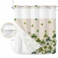 thumbnail image 2 of St. Patrick's Day No Hook Shower Curtain Waterproof,Bathroom Curtains with Snap in Liners and See Through Top Window,Spring Green Shamrock Botanical Beige Hotel Bathtub Curtains Shower 72"Wx78"L, 2 of 8