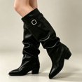 thumbnail image 2 of Elegant Mid Calf Boots With Sleek Finish And Side Buckle Detail for Fall Wear, 2 of 7