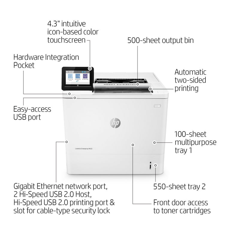 diameter symptom montering HP LaserJet Enterprise M612dn Laser Printer, Black And White Mobile Print  Up to - Walmart.com