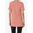 thumbnail image 2 of TheMoogan Women's Basic Cotton Span Crew Neck Relxed Slim Fit Tee Tunic Length T-Shirt, 2 of 7