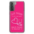 thumbnail image 1 of DistinctInk Clear Shockproof Hybrid Case for Galaxy S21 5G (6.2" Screen) - TPU Bumper, Acrylic Back, Tempered Glass Screen Protector - Hot Pink Nurse Stethoscope Heart - Support for Nurses, 1 of 2