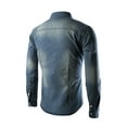 Men's Cotton Cowboy Denim Shirt Snap Button Up Long Sleeve Casual Slim