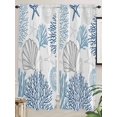 thumbnail image 2 of Navy Blue Gray Coastal Living Room Curtains 72 Inches length, Summer Beach Coral Shell Ocean Window Treatment Curtain Drapes, Light Filtering Drapes for Bedroom Laundry Room, 52"x72", 2 Panels, 2 of 7
