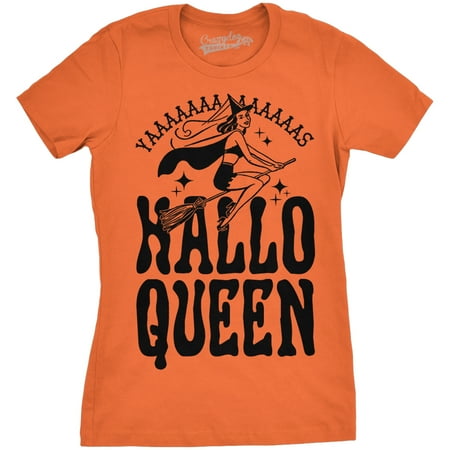 Crazy Dog TShirts - Womens HalloQueen Shirt Funny Halloween Queen Tee for Ladies Cute Costume T