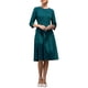 thumbnail image 2 of INSPIRE CHIC Vestido A-Line Elegante para Mujeres Cuello Redondo Manga 3/4 Vestir para Trabajar Vestidos Fit and Flare M Azul Pavo Real, 2 of 5